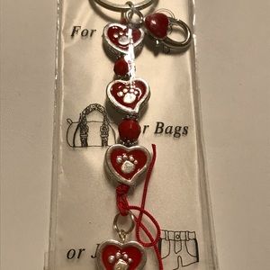 Red Paw Keychain / Hook To Bags Or Jeans